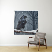 Dark Raven Black Bird Wandkleed (In situ)
