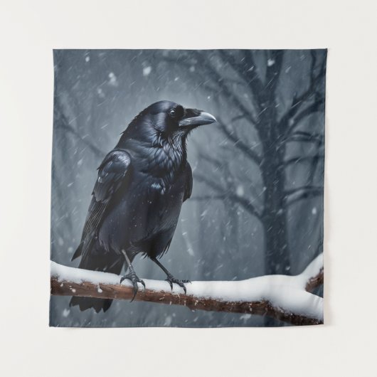 Dark Raven Black Bird Wandkleed (Voorkant)