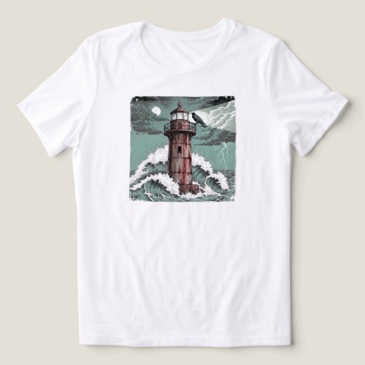 Dark Raven op Rusted Lighthouse | ALLEEN WIT Tri-Blend Shirt (Design voorkant)