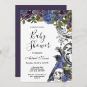 Dark Raven Paarse Rozen Baby shower Kaart (Voorkant / Achterkant)