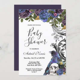 Dark Raven Paarse Rozen Baby shower Kaart