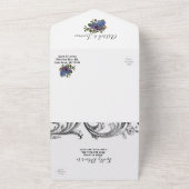 Dark Raven Paarse Rozen Handfasten All In One Uitnodiging (Buitenkant)