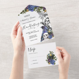 Dark Raven Paarse Rozen Handfasten All In One Uitnodiging