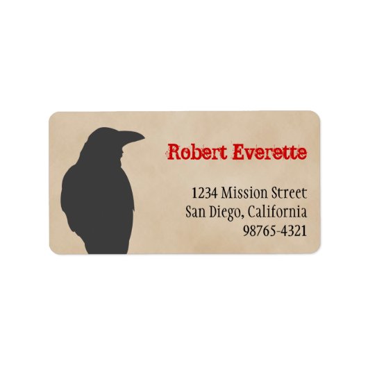 Dark raven vogel silhouet Halloween adres Etiket (Voorkant)