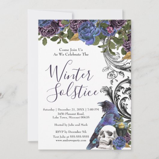 Dark Raven Winter Solstice Holiday Invitation (Voorkant)