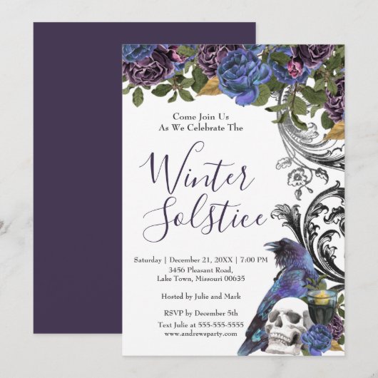 Dark Raven Winter Solstice Holiday Invitation (Voorkant / Achterkant)