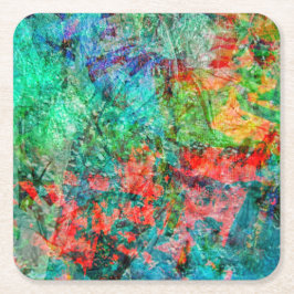 Dark red abstract paper coaster.Dazzling rosy art  Kartonnen Onderzetters