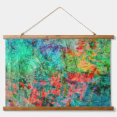 Dark red abstract Wood Topped Wall Tapestry,Blue  Hangend Wandkleed (Voorkant)