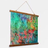 Dark red abstract Wood Topped Wall Tapestry,Blue  Hangend Wandkleed (Gebogen)