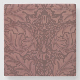 Dark Red Acanthus Leaves (van William Morris) Stenen Onderzetter