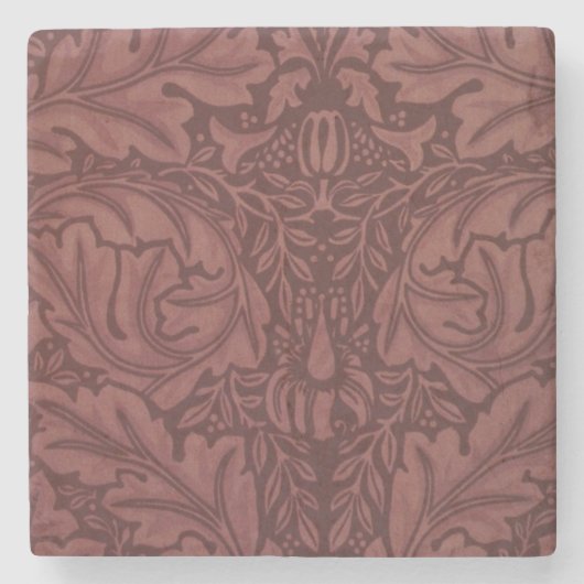Dark Red Acanthus Leaves (van William Morris) Stenen Onderzetter (Voorkant)