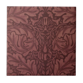 Dark Red Acanthus Leaves (van William Morris) Tegeltje