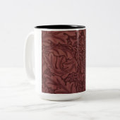 Dark Red Acanthus Leaves (van William Morris) Tweekleurige Koffiemok (Voorkant links)