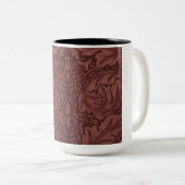 Dark Red Acanthus Leaves (van William Morris) Tweekleurige Koffiemok (Voorkant rechts)