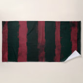Dark Red and Black Horror Stripe Pattern Strandlaken (Voorkant)