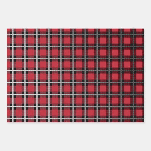 Dark Red and Black Tartan Plaid Pattern Inpakpapier Vel (Voorkant 2)