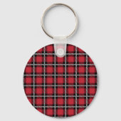 Dark Red and Black Tartan Plaid Pattern Sleutelhanger (Voorkant)