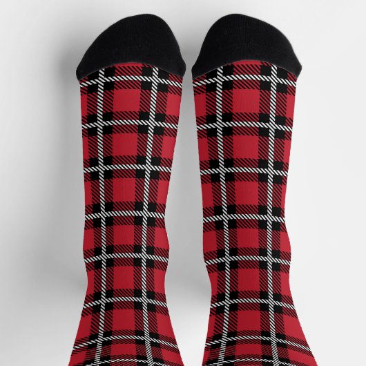 Dark Red and Black Tartan Plaid Pattern Sokken (Top)