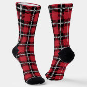 Dark Red and Black Tartan Plaid Pattern Sokken (Gebogen)