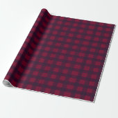 Dark Red and Navy Blue Tartan Wrapping Paper Cadeaupapier (Uitgerold)