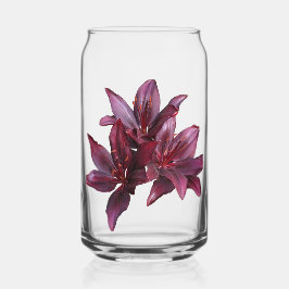 Dark Red Asiatic Lilies Floral Blikvorm Glas