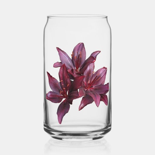 Dark Red Asiatic Lilies Floral Blikvorm Glas (Voorkant)
