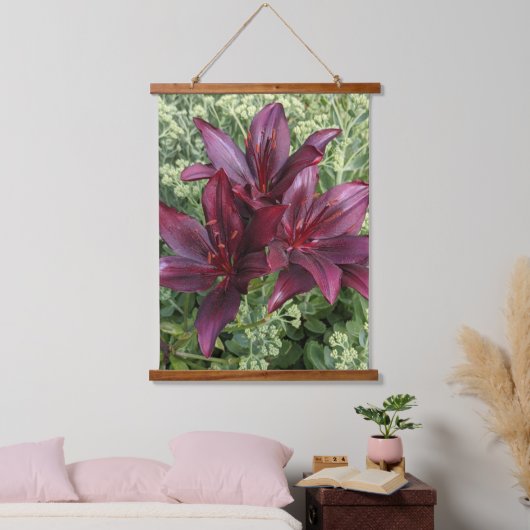 Dark Red Asiatic Lilies Floral Hangend Wandkleed (Slaapkamer)