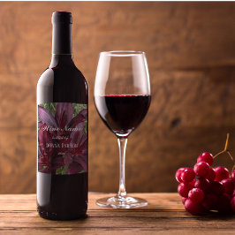 Dark Red Asiatic Lilies Foto gepersonaliseerd Wijn Etiket