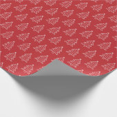 Dark Red Background Wrapping Paper met kerstboomst Cadeaupapier (Hoek)