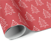 Dark Red Background Wrapping Paper met kerstboomst Cadeaupapier (Rol Hoek)