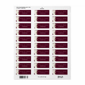 Dark Red Burgundy Gold White Floral Bold Elegant  Etiket (Full Sheet)