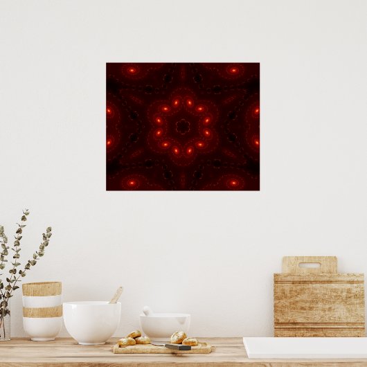 Dark Red Burgundy Gothic Lace Snowflake Poster (Keuken)
