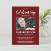 Dark Red Celebration of Life Photo Memorial Kaart (Staand voorkant)