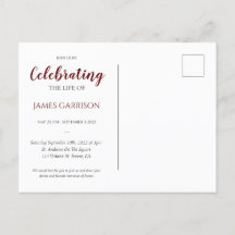 Dark Red Celebration of Life with Photo Funeral