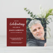 Dark Red Celebration of Life with Photo Funeral Kaart (Staand voorkant)