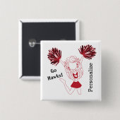Dark Red Cheerleader Girl | DIY-tekst Vierkante Button 5,1 Cm (Voorkant /achterkant)