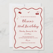 Dark Red Cherry Birthday Party Adult Kaart (Voorkant)