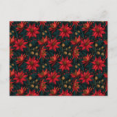 Dark Red Christmas Floral Pattern Briefkaart (Voorkant)
