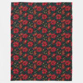 Dark Red Christmas Floral Pattern Fleece Deken (Voorkant)