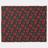 Dark Red Christmas Floral Pattern Fleece Deken (Voorkant (Horizontaal))