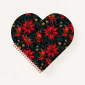 Dark Red Christmas Floral Pattern Notitieboek (Voorkant)