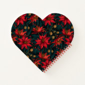 Dark Red Christmas Floral Pattern Notitieboek (Achterkant)