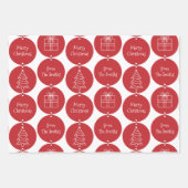 Dark Red Circles - Eigen familienaam Inpakpapier Vel (Voorkant 3)