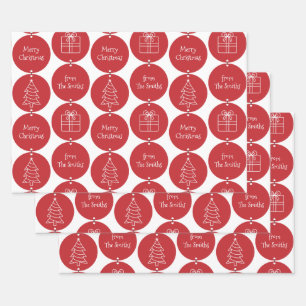 Dark Red Circles - Eigen familienaam Inpakpapier Vel