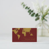 Dark Red Contact Card for travel agents Visitekaartje (Staand voorkant)