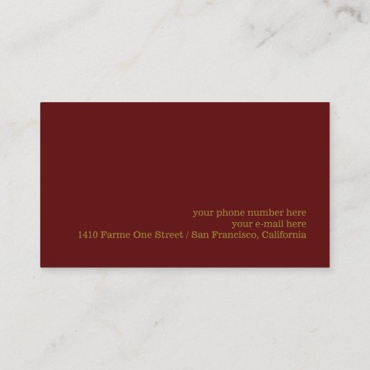 Dark Red Contact Card for travel agents Visitekaartje (Achterkant)