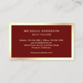 Dark Red Cream Gold Piano Toetsenbord Leraar Piani Visitekaartje (Achterkant)
