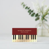 Dark Red Cream Gold Piano Toetsenbord Leraar Piani Visitekaartje (Staand voorkant)