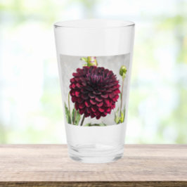 Dark Red Dahlia Bloom Floral Drink Glas