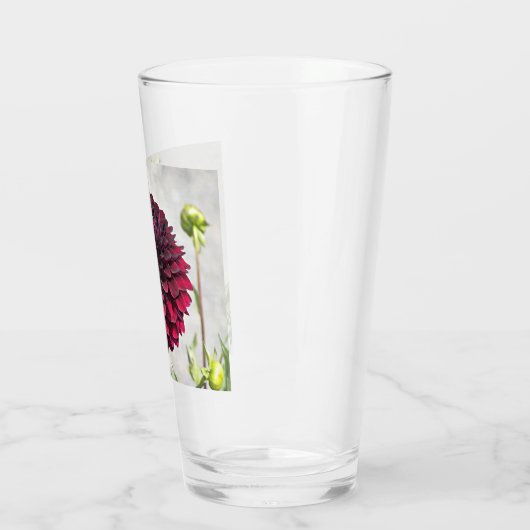 Dark Red Dahlia Bloom Floral Drink Glas (Links)